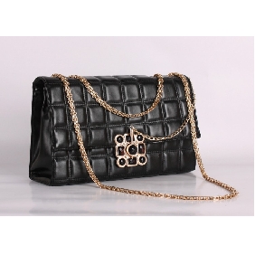 Women's Fashion Chain Case Grain Black Gem Shoulder Bags