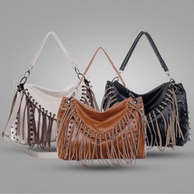 Lady PU Tassel Diamond Shoulder Bag
