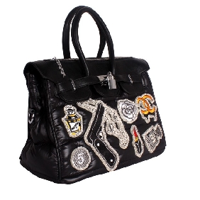 Fashion Leather Eiderdown Space Bag Diamond Black Stamp Shoulder Bags