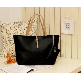 Ladies' Zipper PU Soft-skinned European and American Fashion Totes