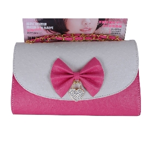 Exquisite PU Leather Sweet Lady Bow Dinner Cosmetic Bags