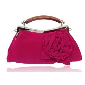 Portable Lady's Flowers Type Red Hasp Banquet Cosmetic Bags