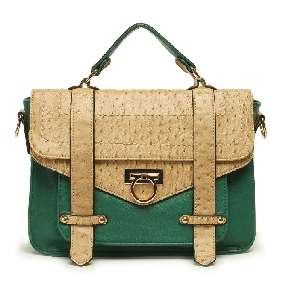 Women's Ostrich Grain Fashionable Retro Briefcase Portable Shoulder Bags