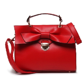 Ladies Big Bowknot Adornment Fashion Red Shoulder Bag