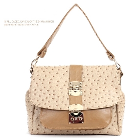 Ladies Ostrich Lines Fashion One Shoulder Bag Briefcases Recreation Bag