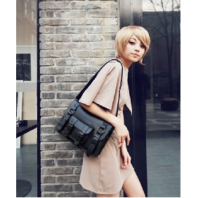 Women's British Style Double Belt Clasp Single Shoulder Bag Retro Briefcases  Women's British Style Double Belt Clasp Single Shoulder Bag Retro Briefcases