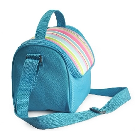 Blue Vertical Stripes Cloth & Nylon Picnic Bags
