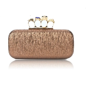 Retro Diamond Skeleton Head Lady Dinner Hand Bag Clutches