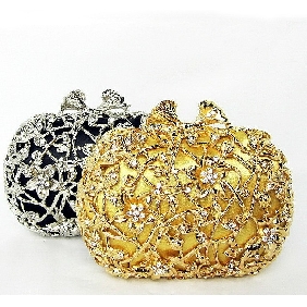 Ladies Golden Luxury Diamond Dinner Dress Hand Bag Clutches