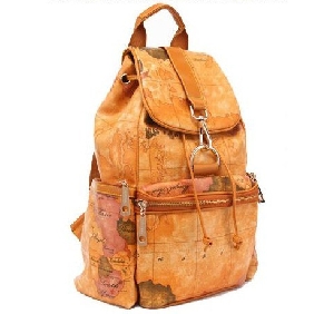 Women Travel Bag Korea Retro College Map Backpack