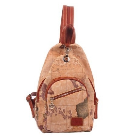 Women College Printed Map Backpack Travel Bag