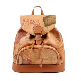 Fashionable Map Printed Backpack Korean Retro Cute Travel Bags for Women