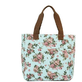 Fashionable Flower Pattern Canvas Diaper Bags Multifunction Korean Style Women Shoulder Bag