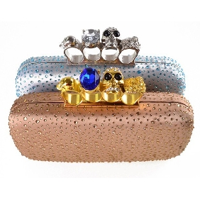 European Skull Ring Evening Bag Female Shoulder Bags Cute Daimond Fashionable Golden Clutches for Women