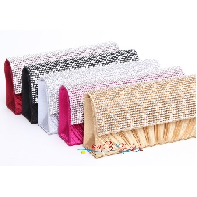 Korean Satin Evening Bag Bridal Bags Daimond Fashionable Golden Clutches for Women