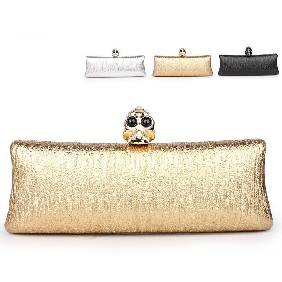 Ladies Skull Ring European Evening Bags Cute Daimond Fashionable Golden Clutches for Women