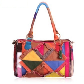 Ladies Handbags Fashionable Genuine Leather Totes Stitching Shoulder Bag Sheepskin Colourful Messenger Bags for Women
