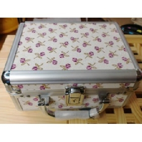 Ladies Cute Large Capacity Suitcases Aluminum Silver Flower Makeup Case for Women Cosmetic Bags