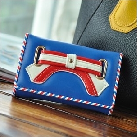Ladies' British Style Purse Cute Bow Billfolds Envelope Wallets for Women