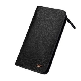 Male Genuine Leather Long Vertical Zipper Korean Wallets for Men