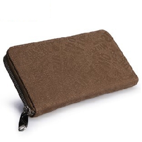 Male European Canvas Zipper Clutch Long Vertical Wallets for Men