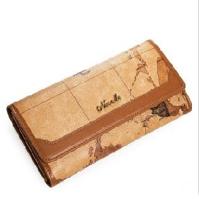 Ladies' Korean Long Retro Map Purses Wallets Clutches for Women